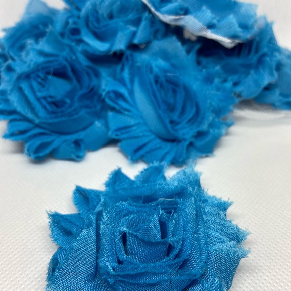 Lot of 12 Blue shabby flowers headband DIY NEW - Picture 3 of 4